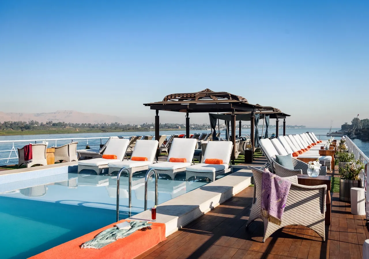 Sun deck of the Sanctuary Sun Boat IV Nile Cruise Nile cruise